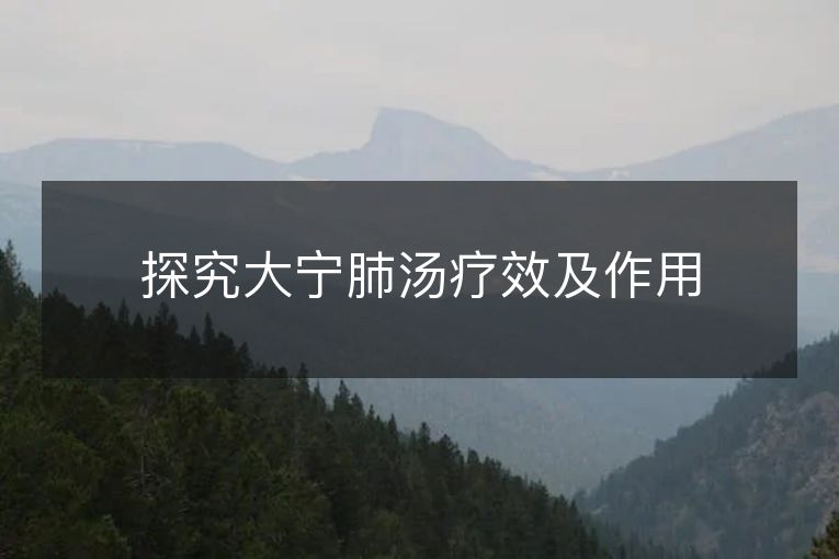 探究大宁肺汤疗效及作用